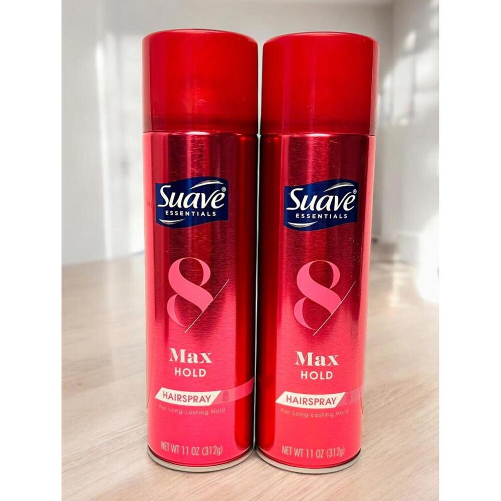 2 Pack SUAVE ESSENTIALS MAX HOLD #8 Hair Spray For‎ Long Lasting Hold 11 oz